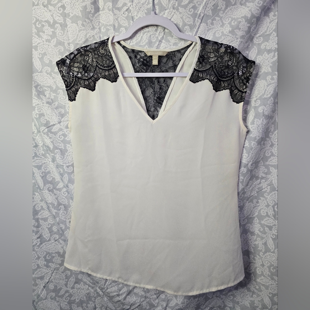 Banana Republic XS Sleeveless Top Lace Semi Sheer